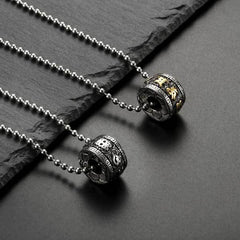 Feng Shui Symbols - Mani Mantra Lotus Pendant Necklace