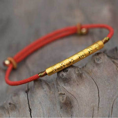 Red String Bracelet - Mani Mantra Tibetan Handmade Silver Lucky Bracelet