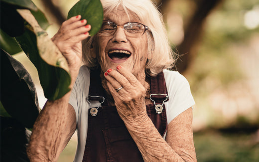 Elderly woman laughing