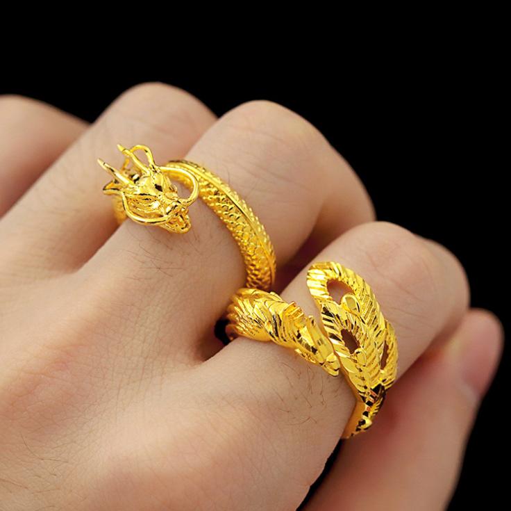 Dragon and Phoenix Couple Ring