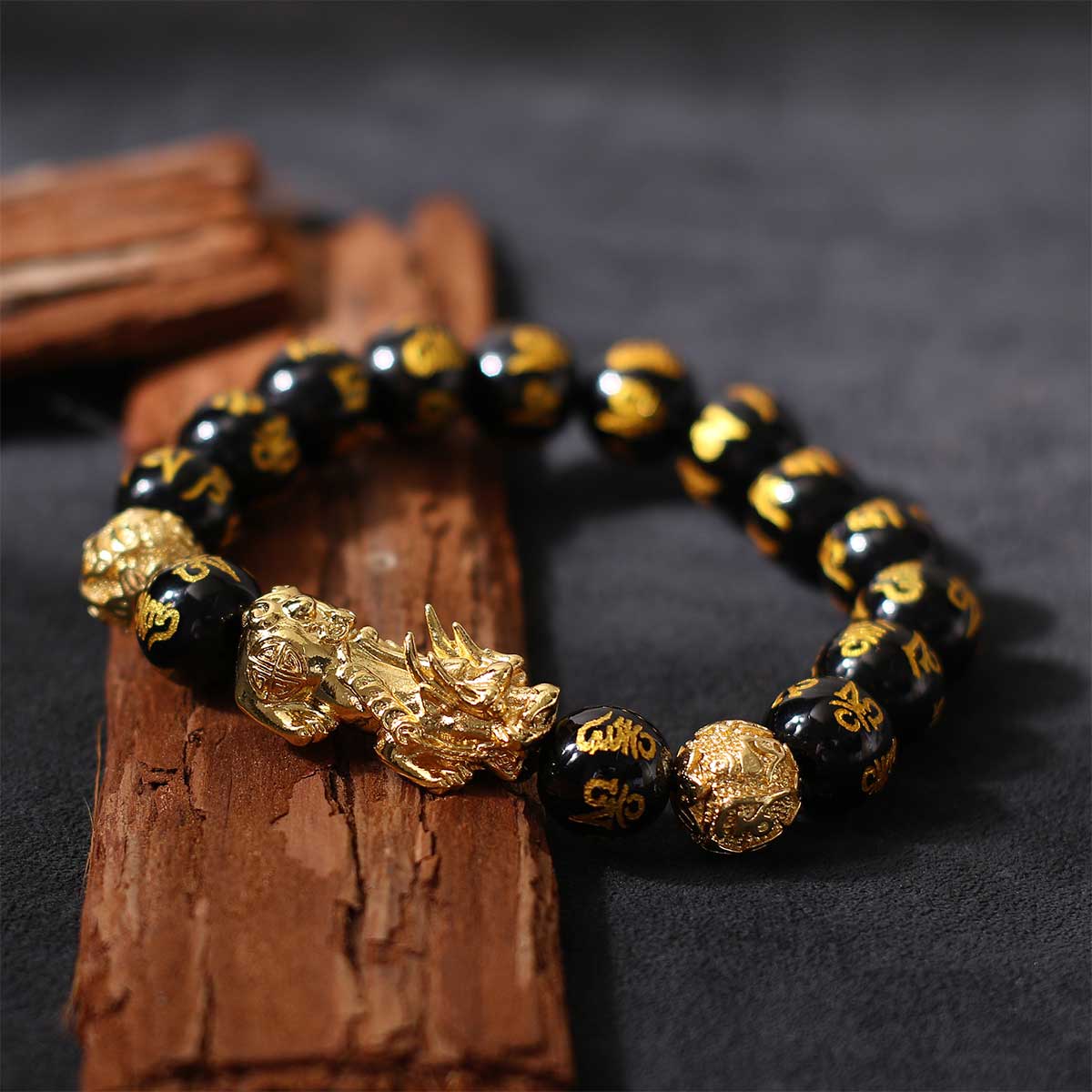 feng shui pixiu black obsidian wealth bracelet