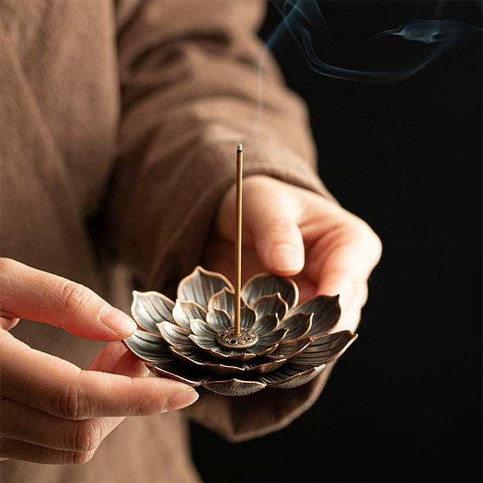 lotus incense holder in hands