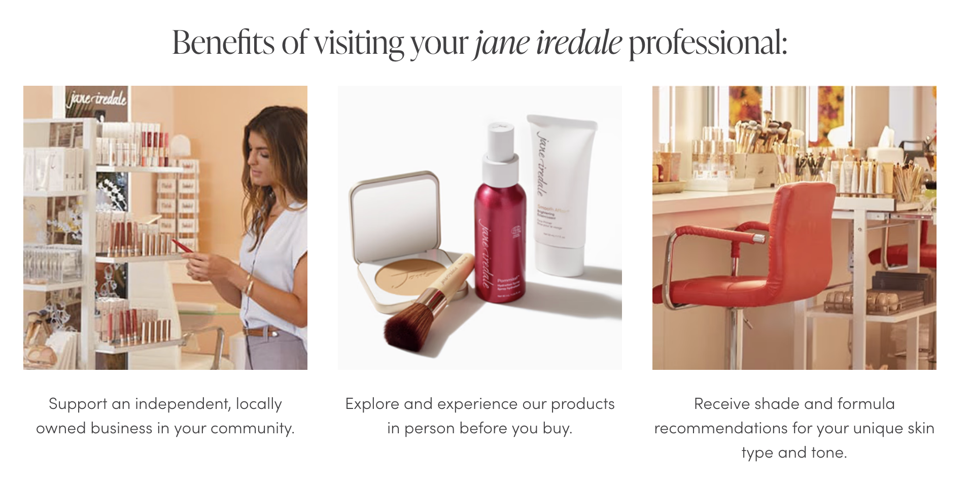 Benefits of visiting your jane iredale professional