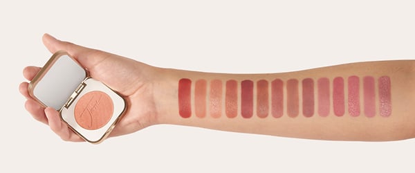 swatches of blush shades for light skin tones
