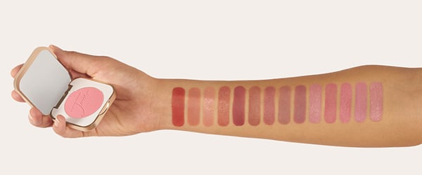swatches of blush shades for medium skin tones
