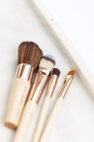 jane iredale makeup brushes flat lay