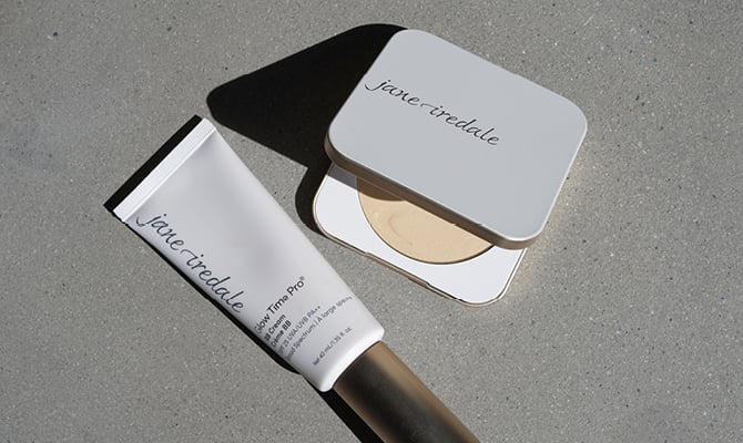 jane iredale SPF products Glow Time Pro and PurePressed Base Mineral Foundation