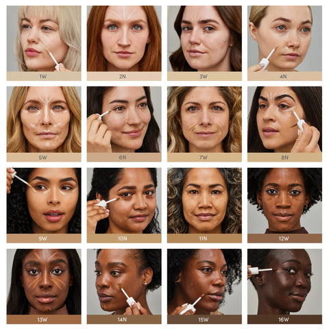 PureMatch Concealer application examples and shades