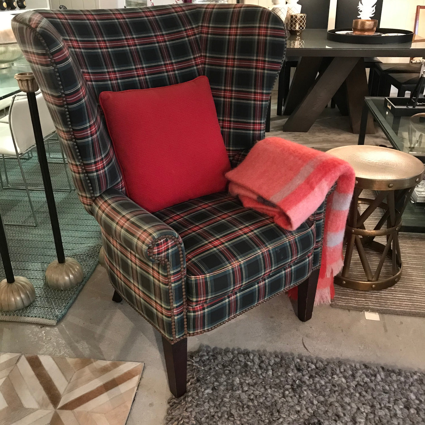 Ralph Lauren Tartan Wingback Armchair