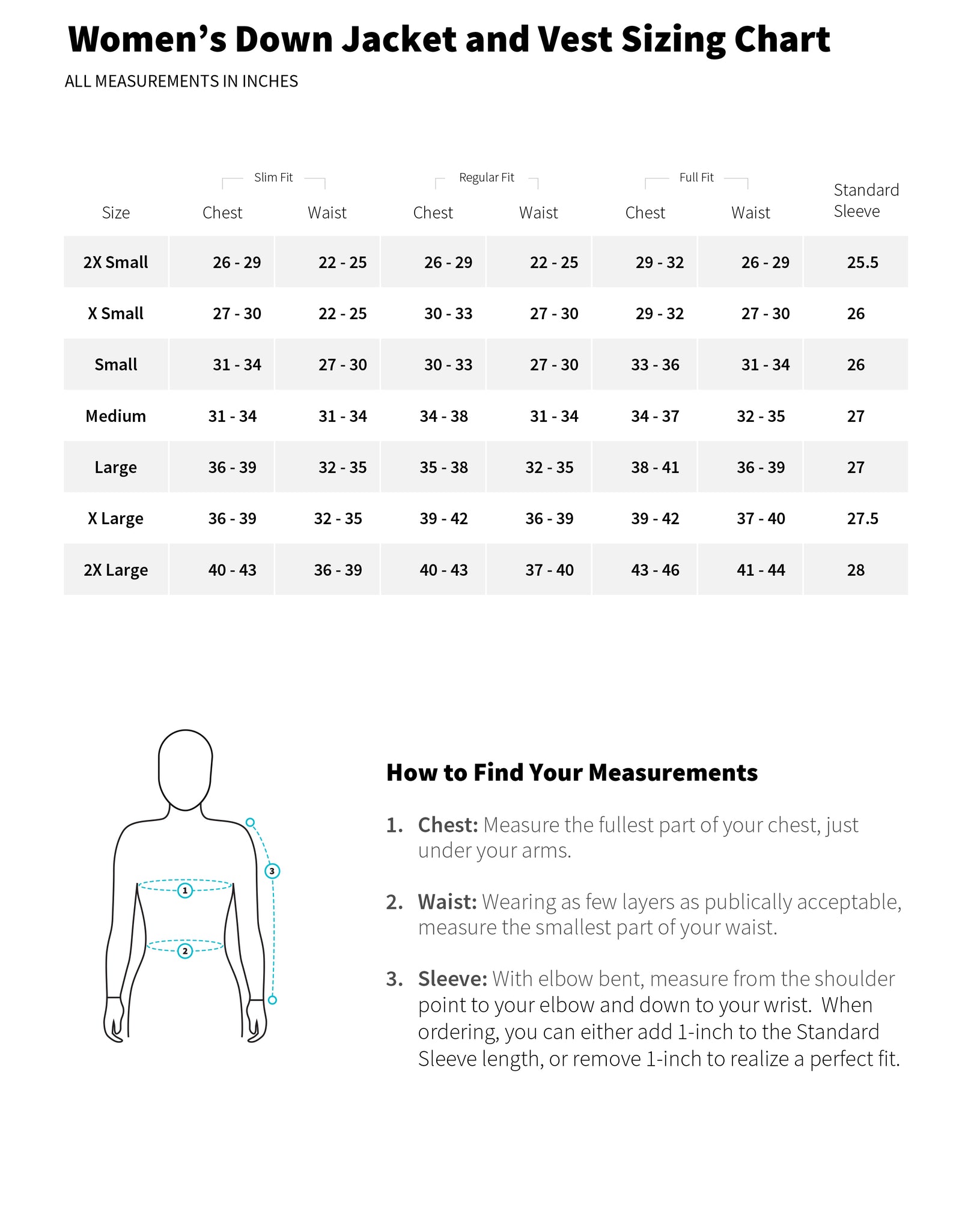 Coat Size Chart Women's - jacketl