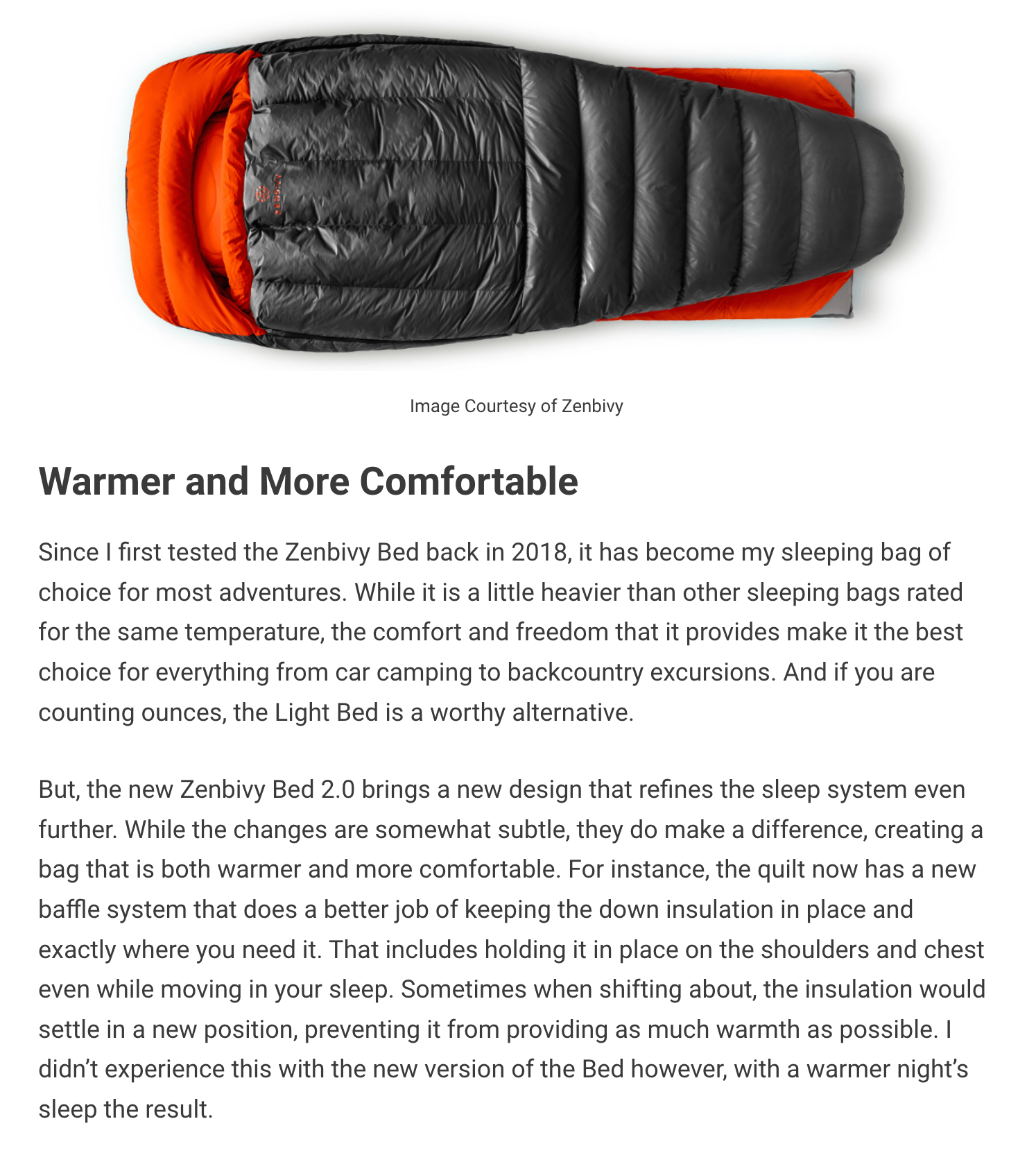 The Adventure Blog reviews the new and improved Zenbivy Bed 
