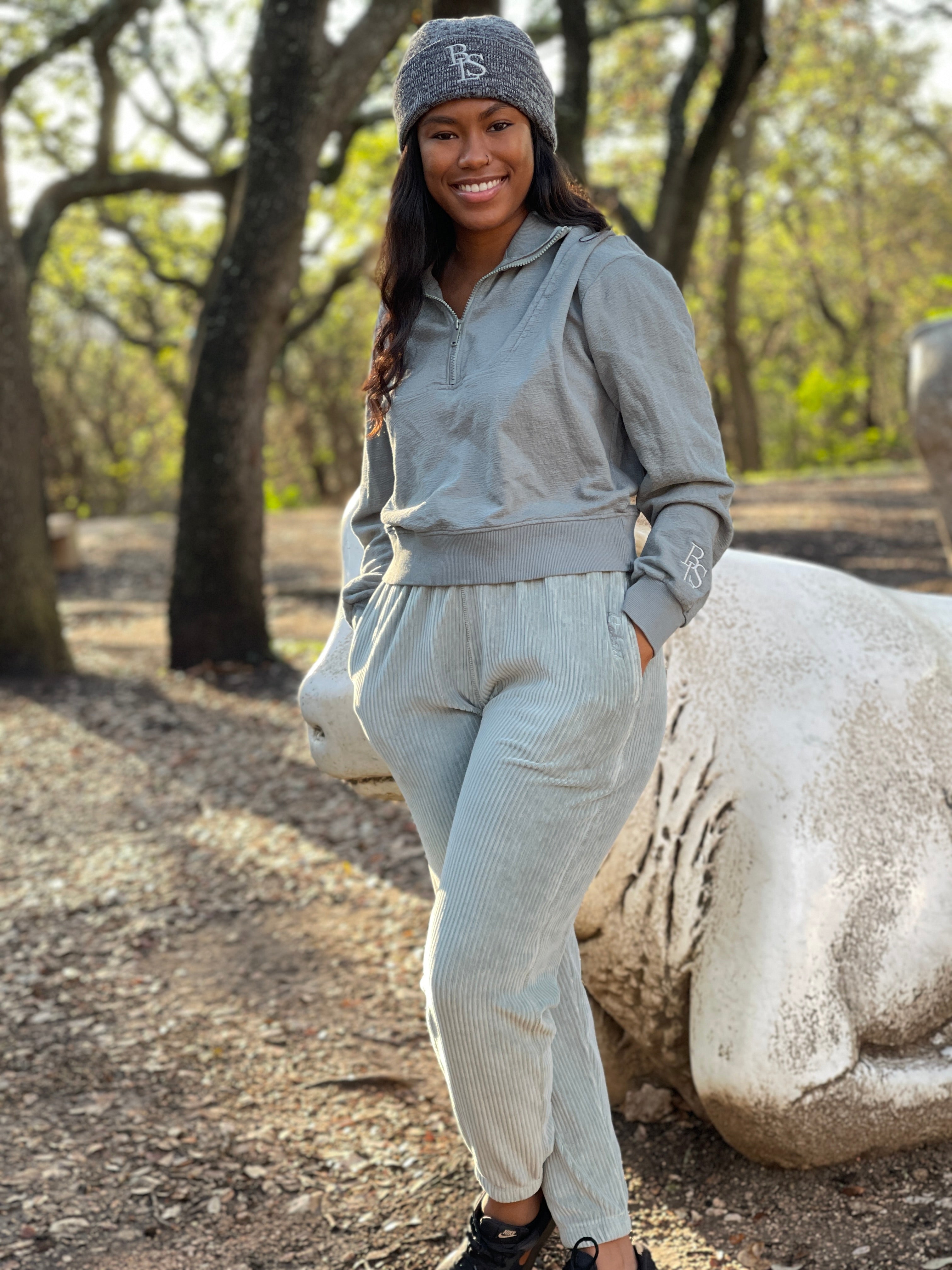 SOLD OUT - Soft Corduroy Tapered Joggers - sage green - Bakari Luxury Sportswear product image