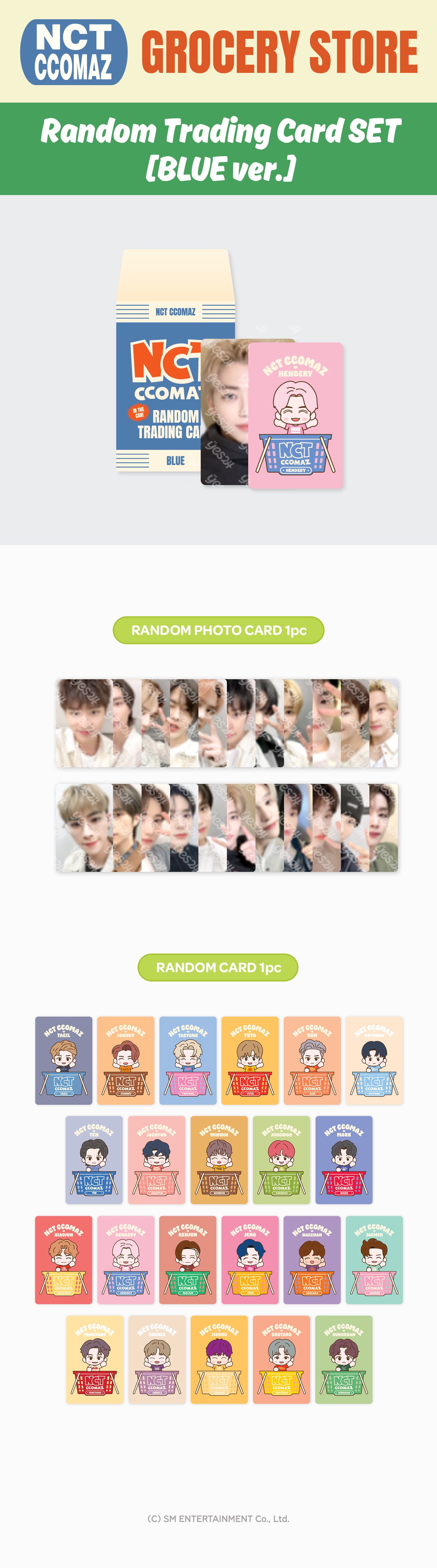 NCT CCOMAZ GROCERY STORE 2ND OFFICIAL MD - RANDOM TRADING CARD SET (BLUE  VER.)