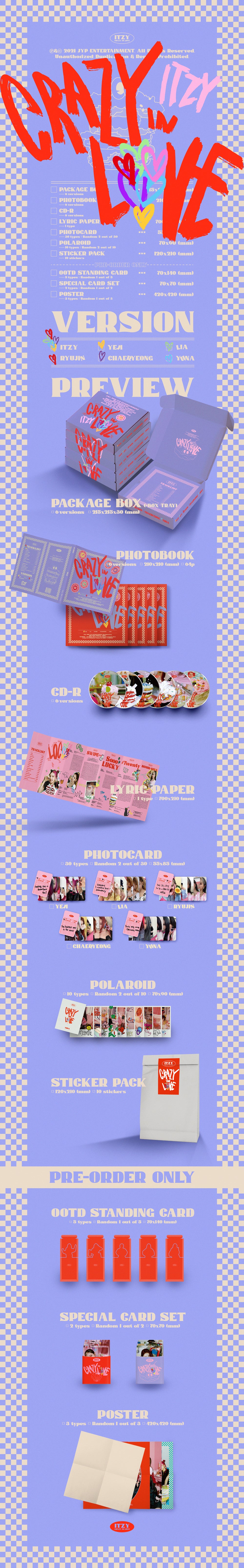 ITZY - The 1st Album: CRAZY IN LOVE (Album Packaging / Merchandise Preview  - Revealed ver. + US / Target Exclusives) : r/kpop