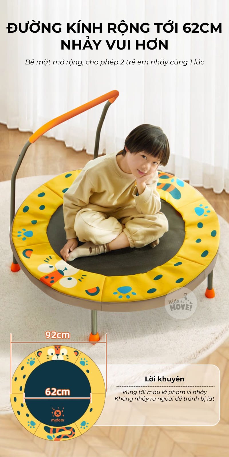 Đệm nhún lò xo Trampoline cho bé Mideer