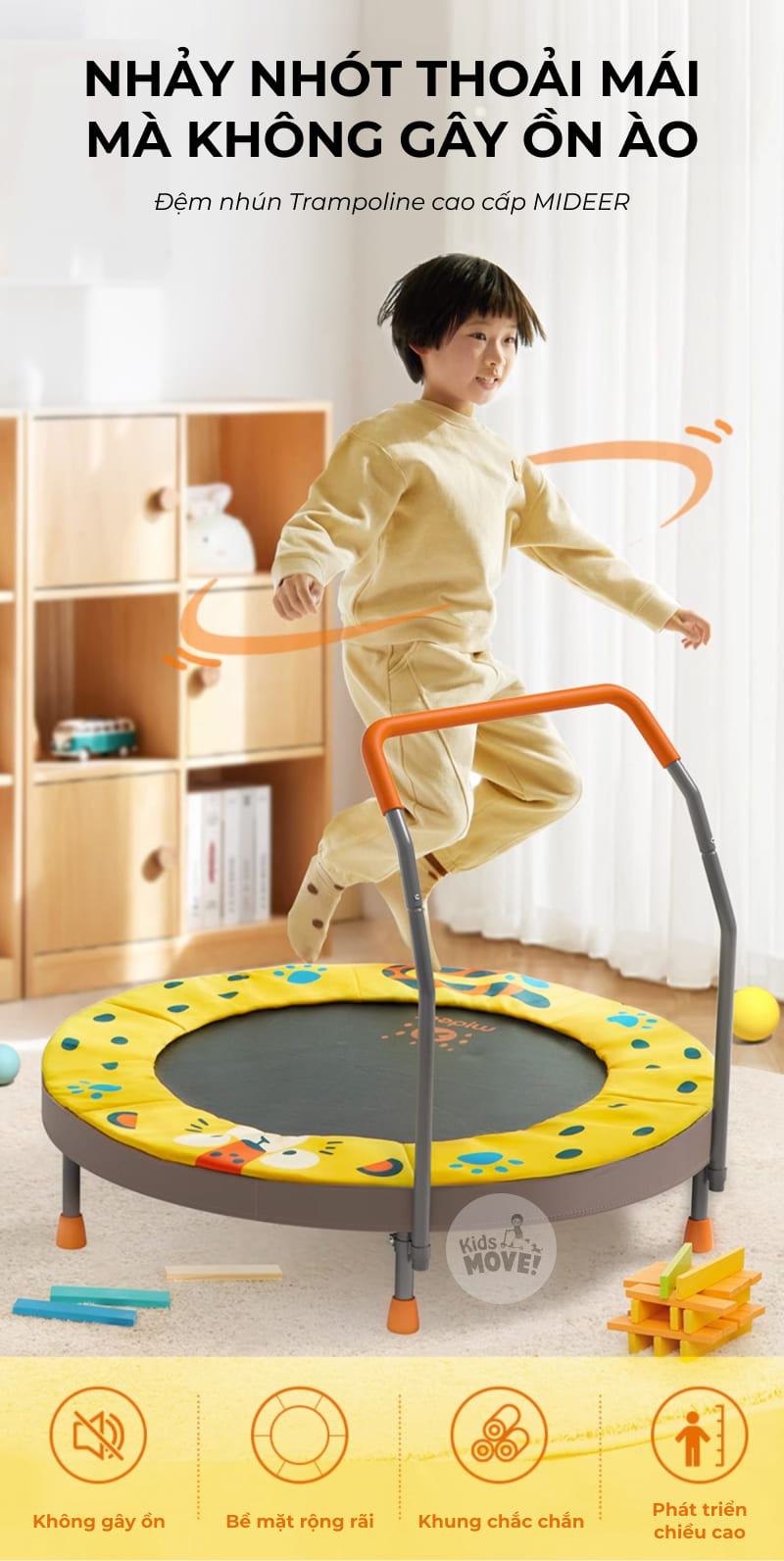 Đệm nhún lò xo Trampoline cho bé Mideer