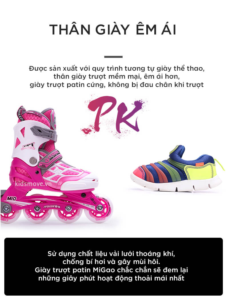 Giày trượt patin cho bé 3-4-5-6-7-8 tuổi Migao M1
