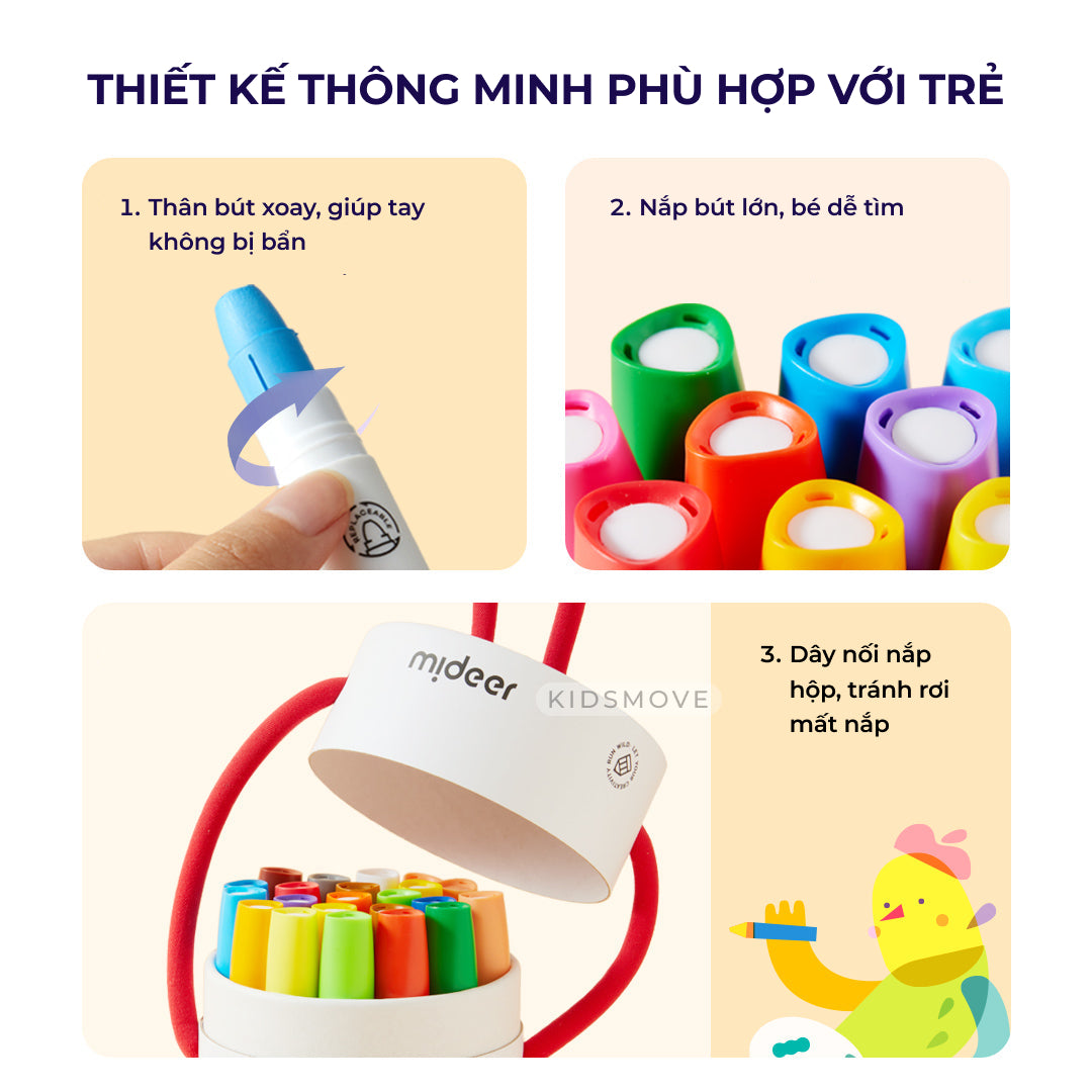 Bút màu sáp lụa hữu cơ Mideer