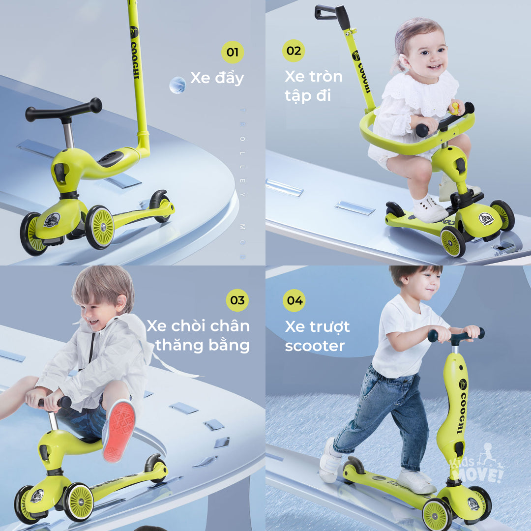 Xe trượt scooter 4 in 1 COOGHI Velo Kids V4 cho bé