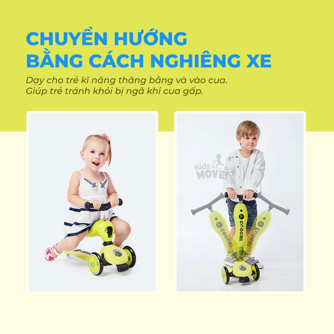 Xe trượt scooter 3 bánh 2 in 1 Cooghi cho bé 1-5 tuổi