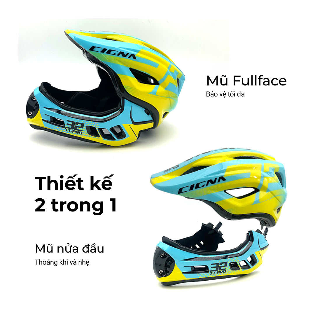 Mũ bảo hiểm Fullface cho bé Cigna TT32 Pro