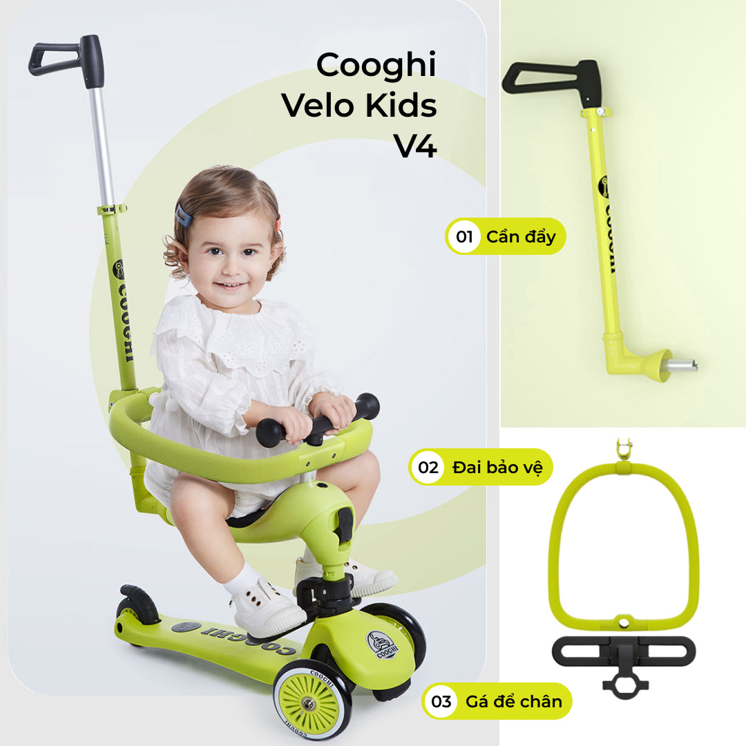 Xe trượt scooter 4 in 1 COOGHI Velo Kids V4 cho bé