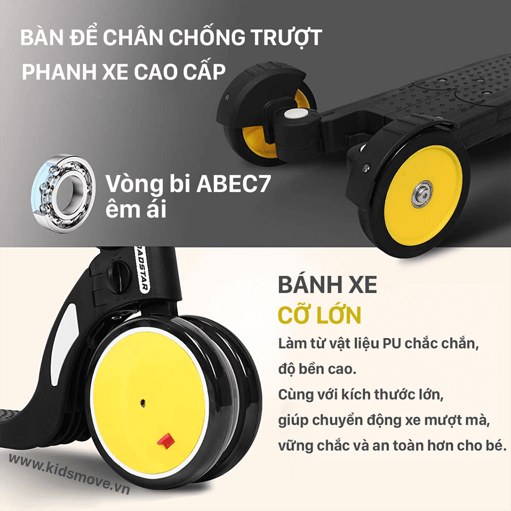 Xe scooter đa năng 5 trong 1 ROADSTAR freekids bebehoo nadle cho bé 1-2-3-6 tuổi xe biến hình xe trươt xe thăng bằng xe đạp 3 bánh cao cấp kèm cần đẩy