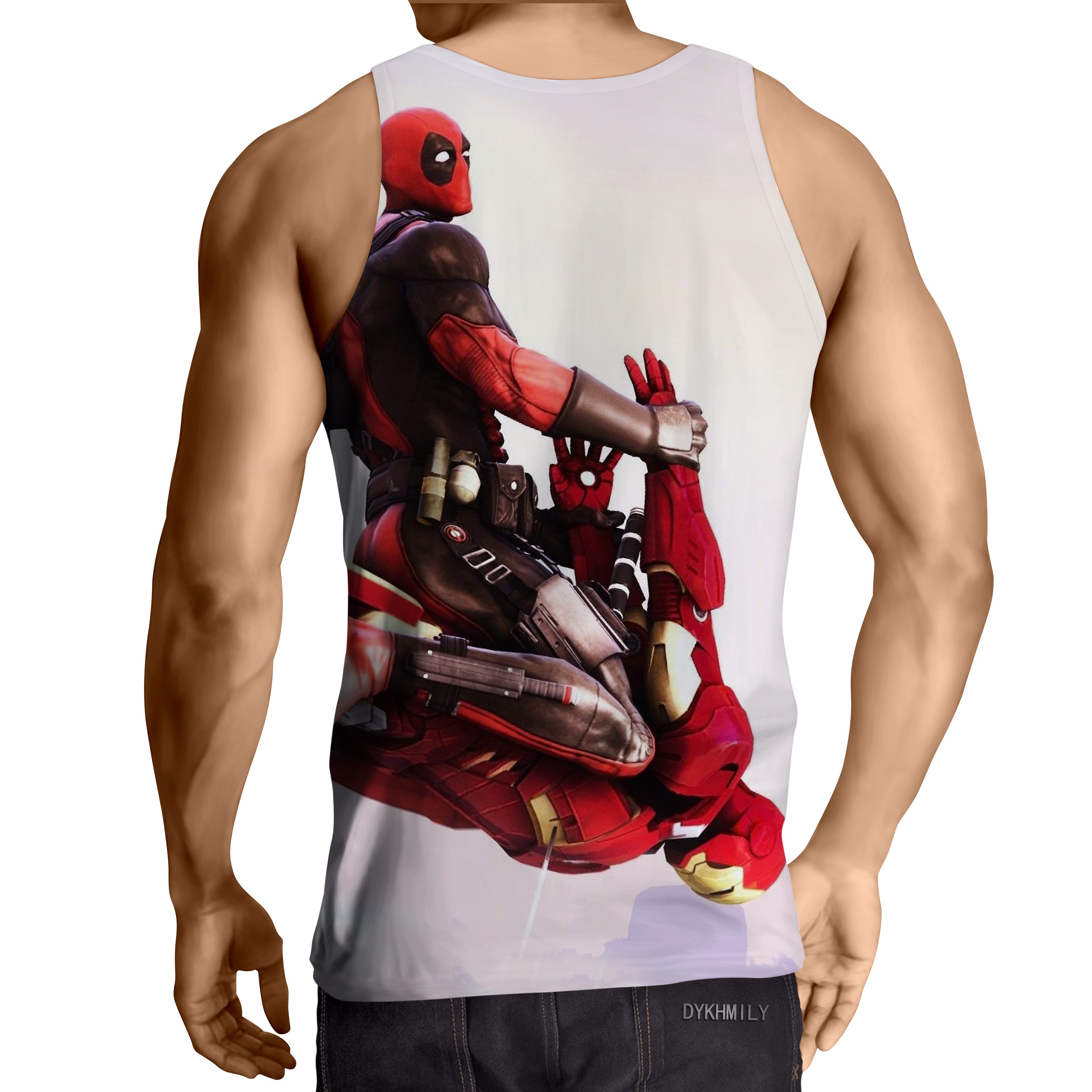 Funny Deadpool Riding Iron Man Meme Style 3D Print Tank Top