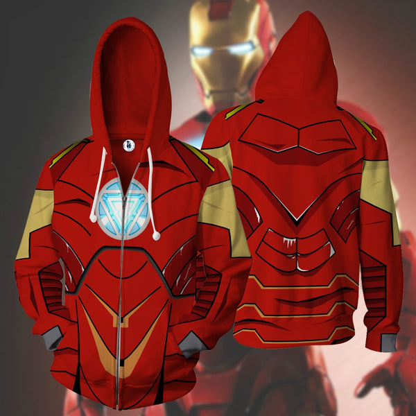 Iron Man Classic Red & Gold Armor 3D Cosplay Zip Up Hoodie ...