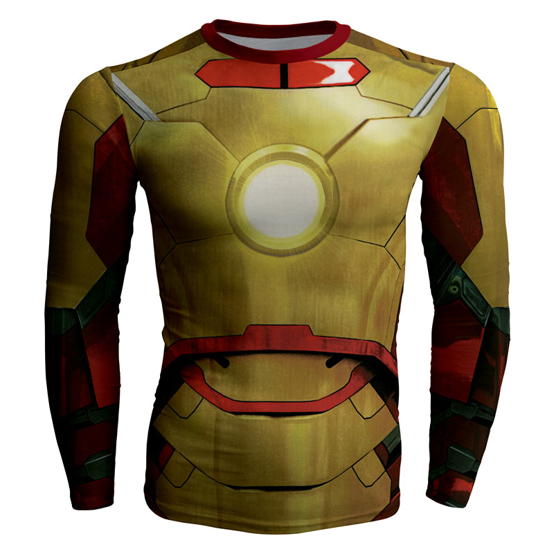 Iron Man Long Sleeves 3D Full Print Compression Gym T-shirt ...