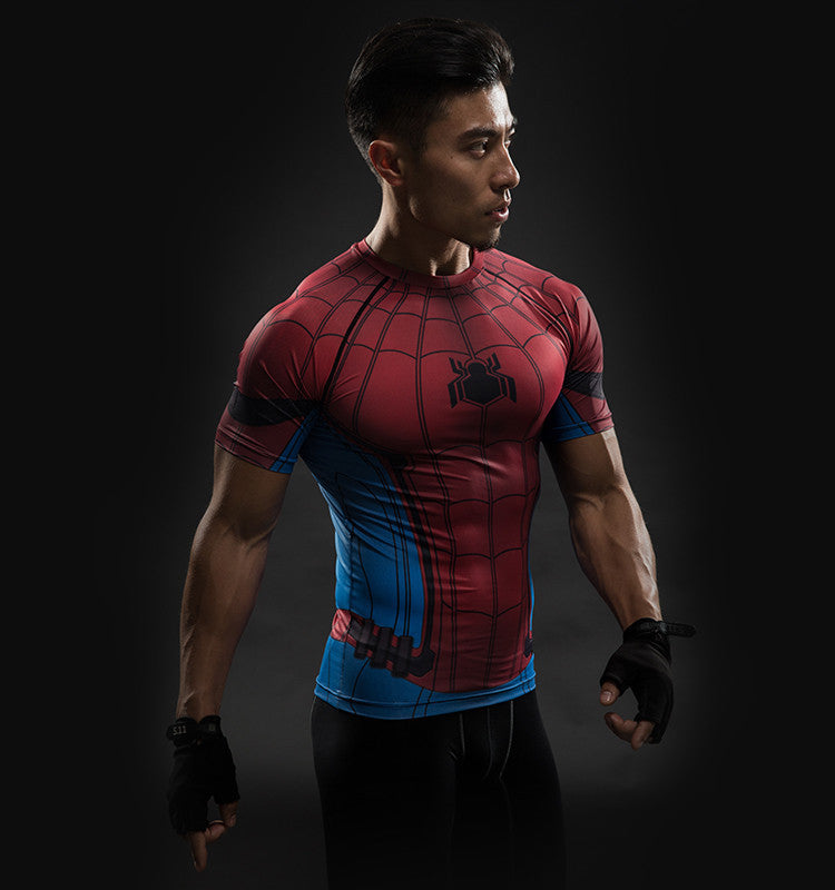 Marvel Spider-man Inspired Short Sleeves Workout Compression T-shirt ...