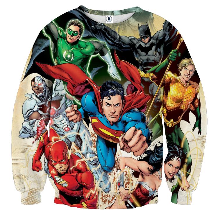 Justice League Superheroes Cool Team Art 3D Printed Sweatshirt ...