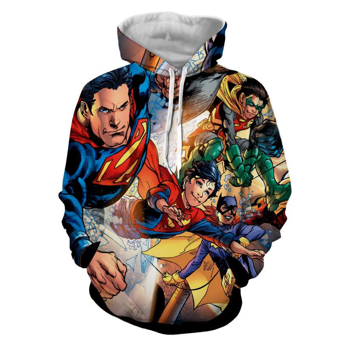 Justice League Powerful Superman Comic Art Print Hoodie — Superheroes Gears