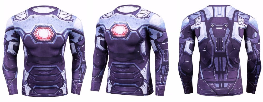 Iron Man War Machine 3d Printed Compression Long Sleeves Gym T Shirt