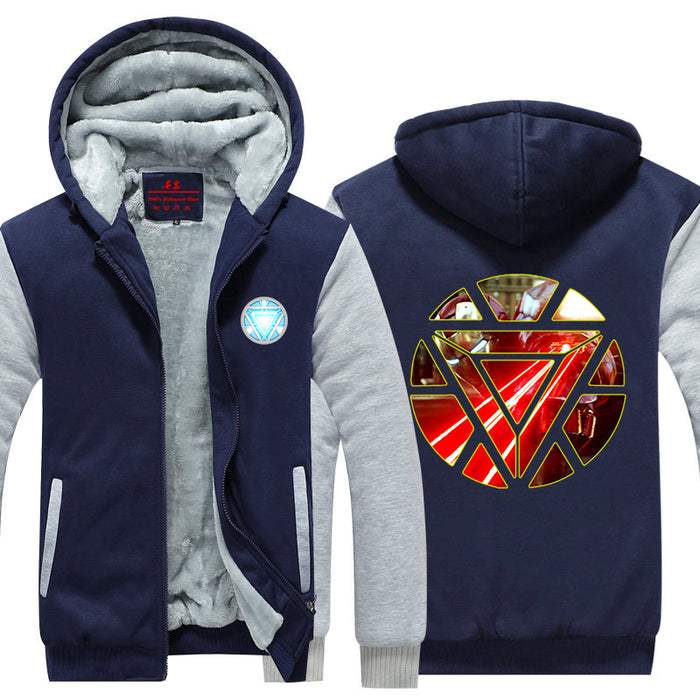 Iron Man In Real Arc Reactor Unique Symbol Hooded Jacket — Superheroes ...