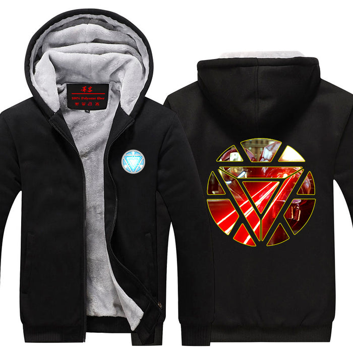 Iron Man In Real Arc Reactor Unique Symbol Hooded Jacket — Superheroes ...