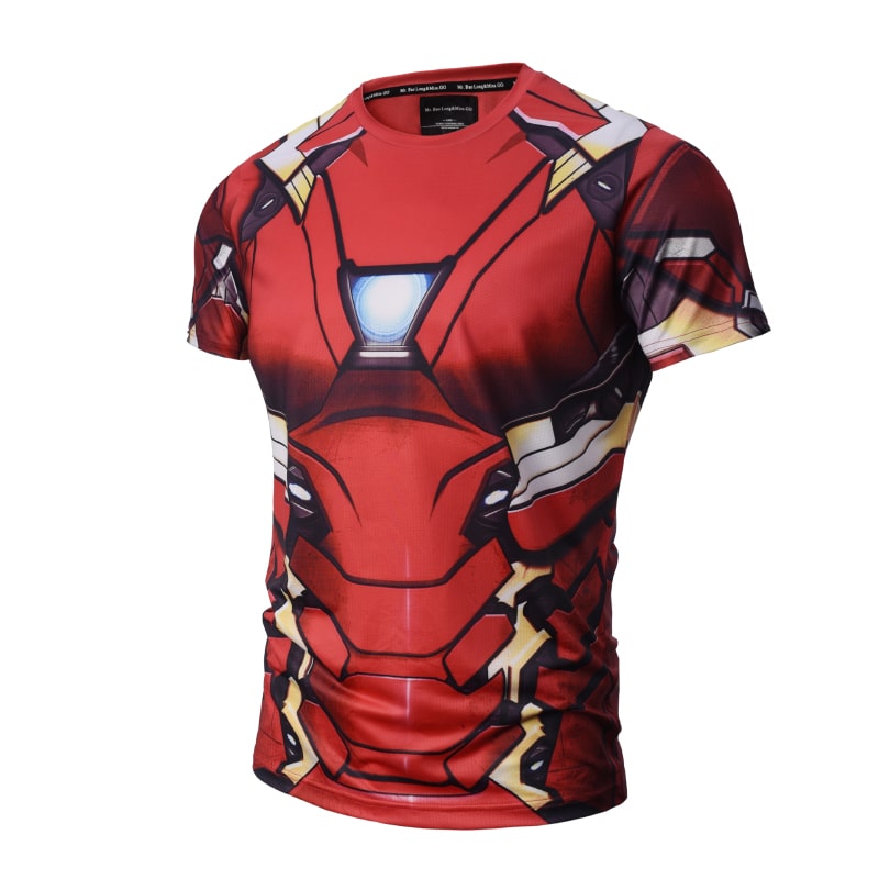 Iron Man Red Armor Suit Short Sleeves Compression T-Shirt — Superheroes ...