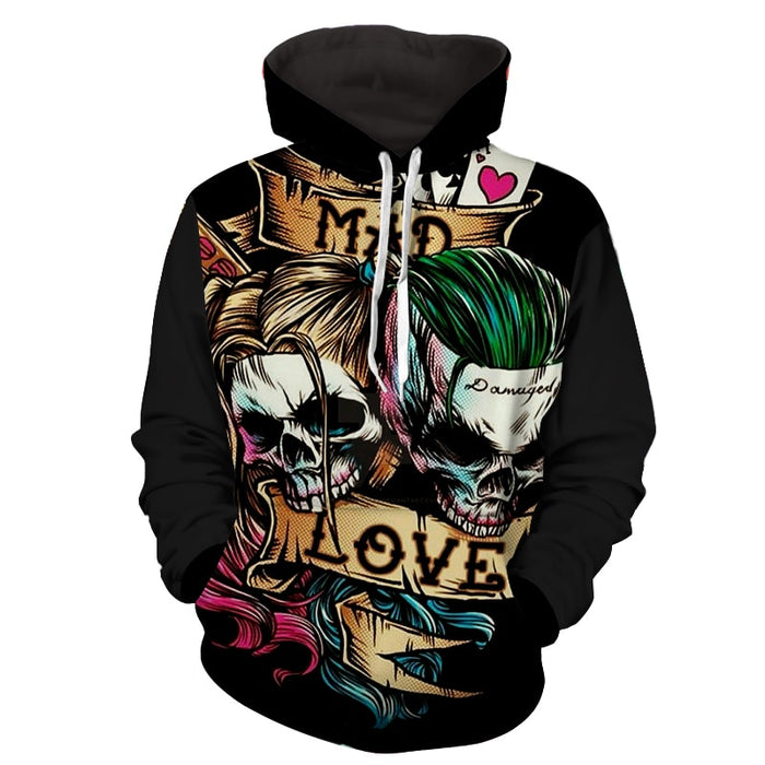 Joker Harley Quinn Skull Art Design Mad Love Full Print Hoodie