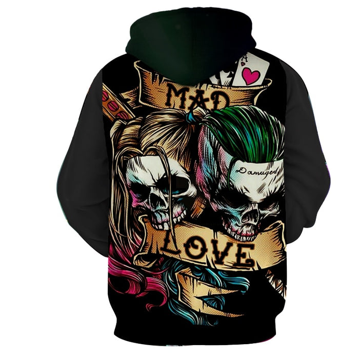 Joker Harley Quinn Skull Art Design Mad Love Full Print Hoodie