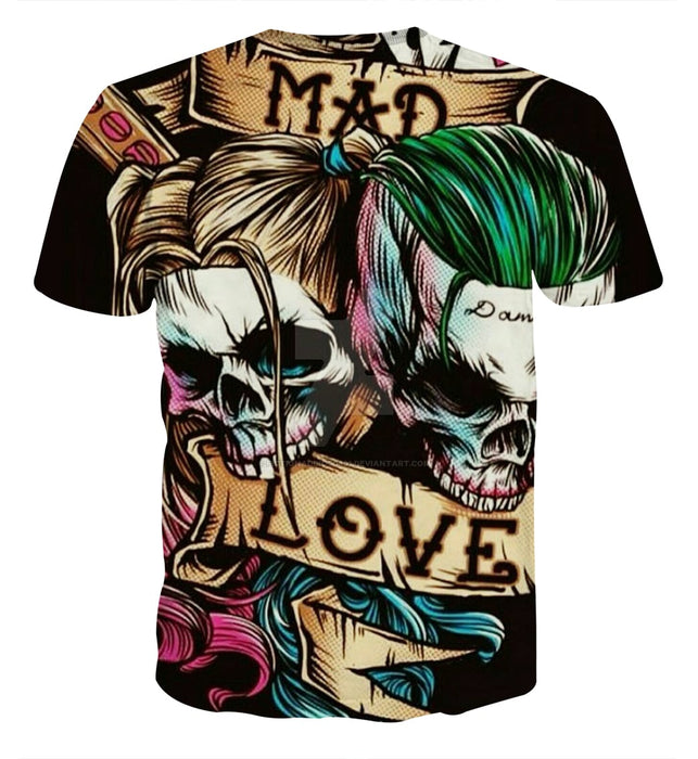 Joker Harley Quinn Skull Art Design Mad Love Full Print T Shirt