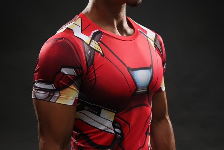 Iron Man Marvel Superheroes Costume 3D Compression Training T-shirt ...