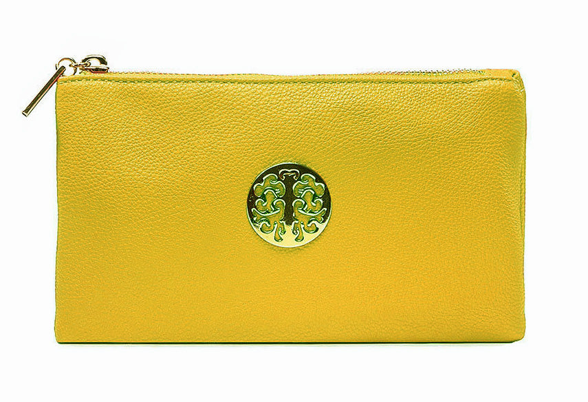 small yellow clutch bag