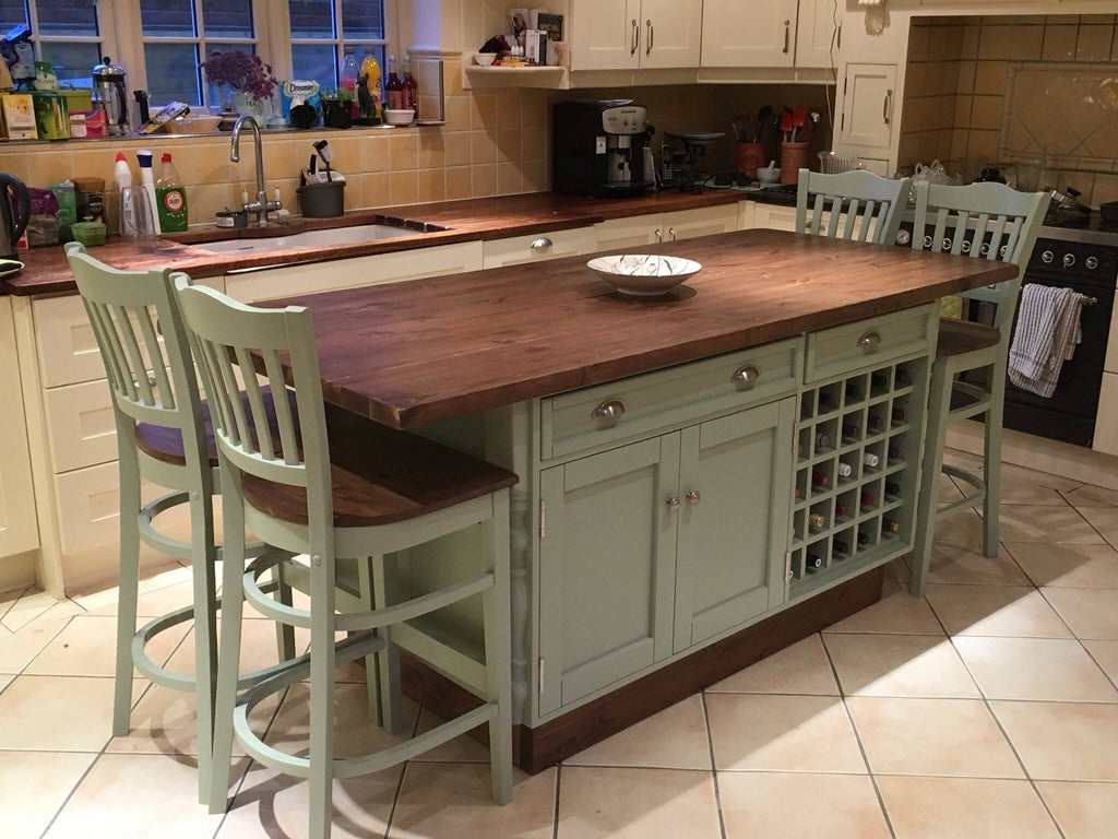 Large Farmhouse Kitchen Island And 4 Stools Farmhouse Furniture Shop