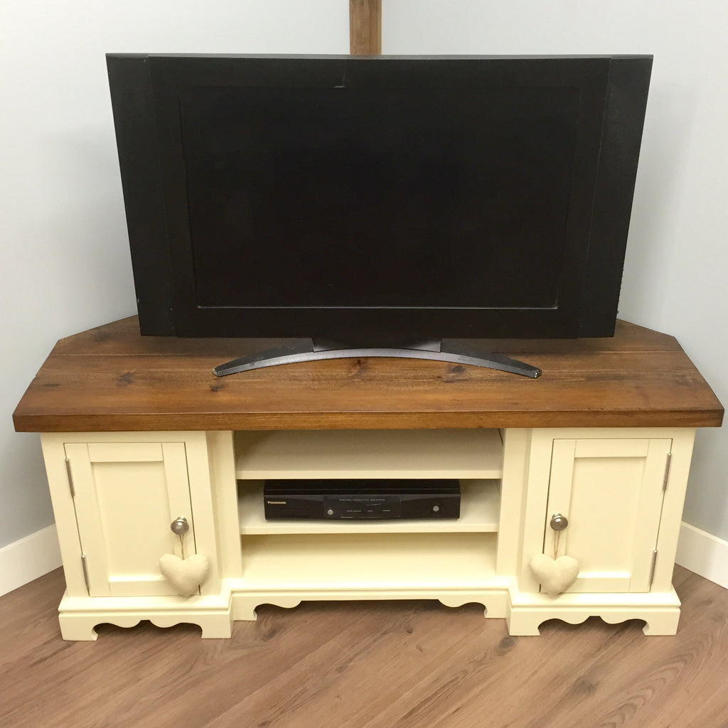 Shaped Farmhouse Corner Tv Stand With 2 Doors Farmhouse