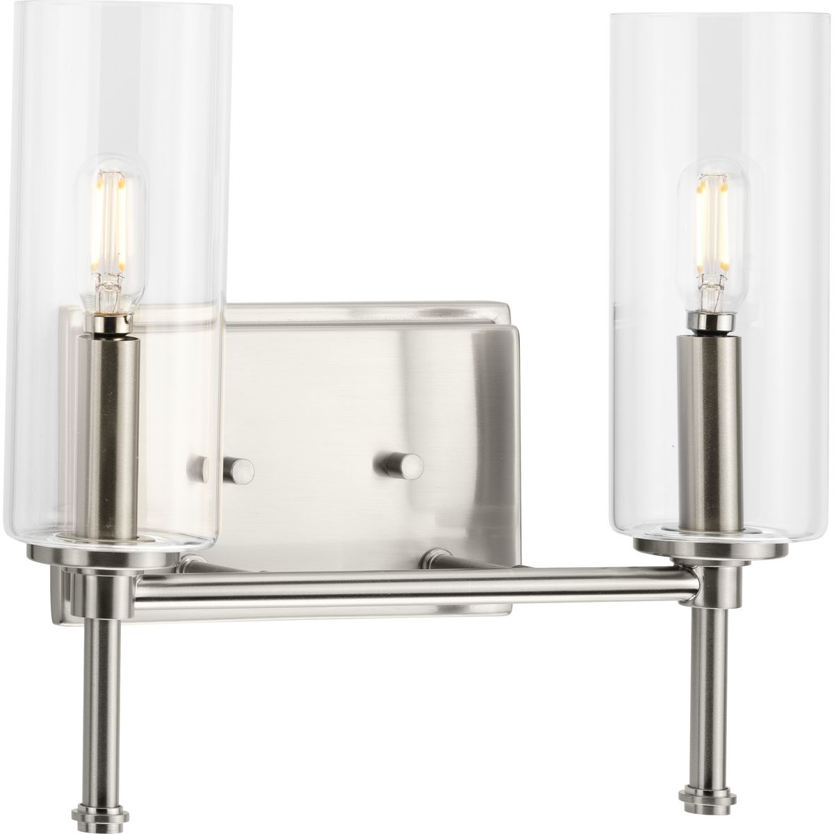 Progress P300357-009 Elara Collection Two-Light New Traditional Brushed Nickel Clear Glass Bath Vanity Light