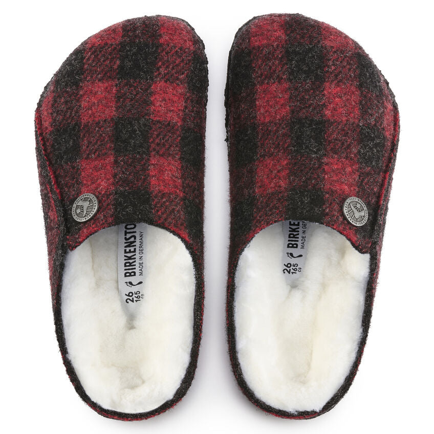 Zermatt Kids - Plaid Red Wool Felt Shearling||Zermatt pour enfants - Feutre de laine et fourrure Ã©cossais rouge