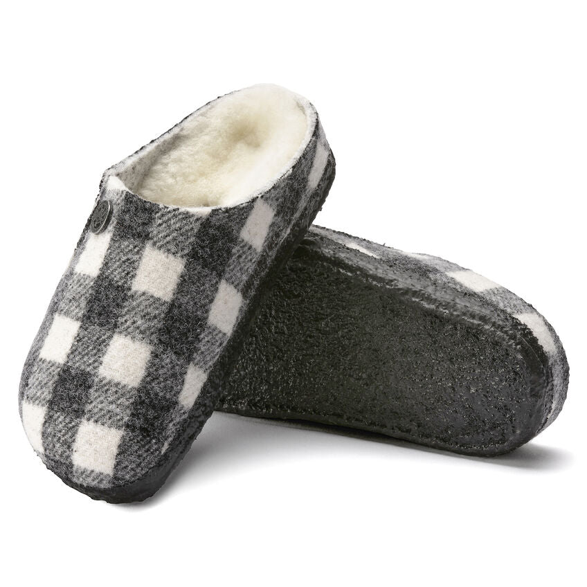 Zermatt Kids - Plaid White Wool Felt Shearling||Zermatt pour enfants - Feutre de laine et fourrure Ã©cossais blanc