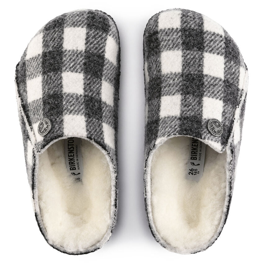 Zermatt Kids - Plaid White Wool Felt Shearling||Zermatt pour enfants - Feutre de laine et fourrure Ã©cossais blanc