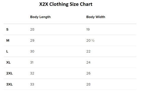 X2X Clothing Size Chart