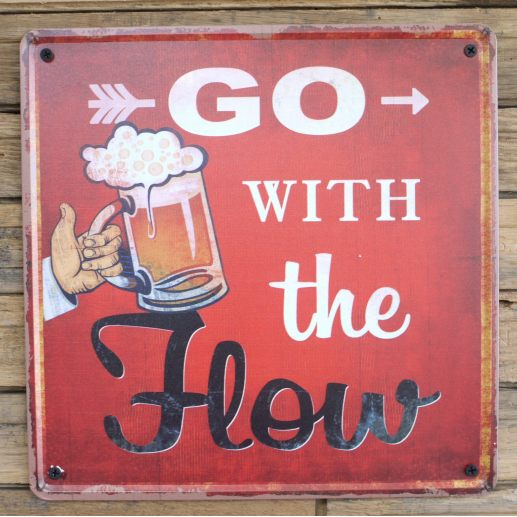 Go With The Flow Bar Metal Wall Sign Best Value Direct